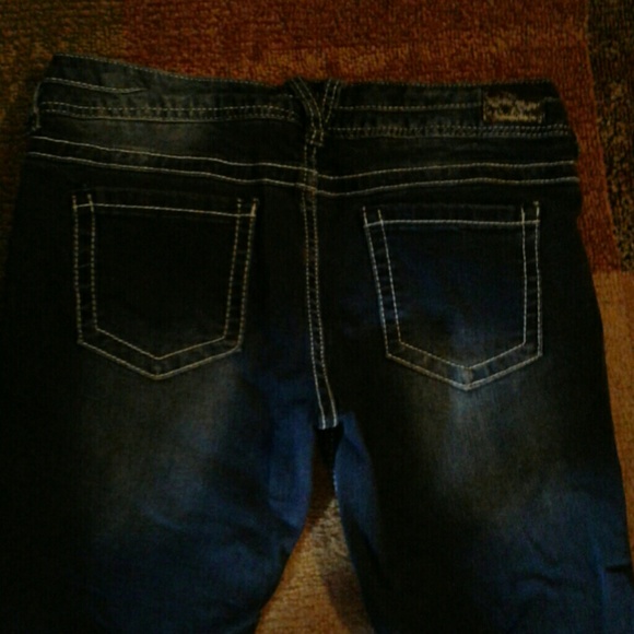 Vanity Stretch Denim Jeans Size 29 Short Double Button Rhinestone Crystal - Picture 3 of 4